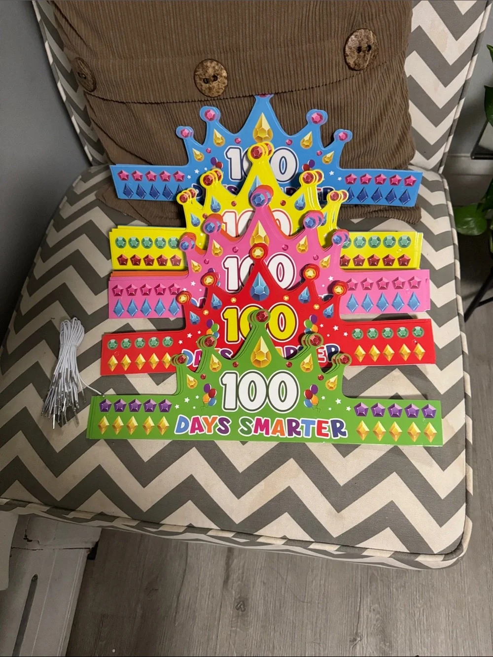 ***2/$15*** 100 Days Smarter Green Celebration Crown - 36 Classroom Party Hat